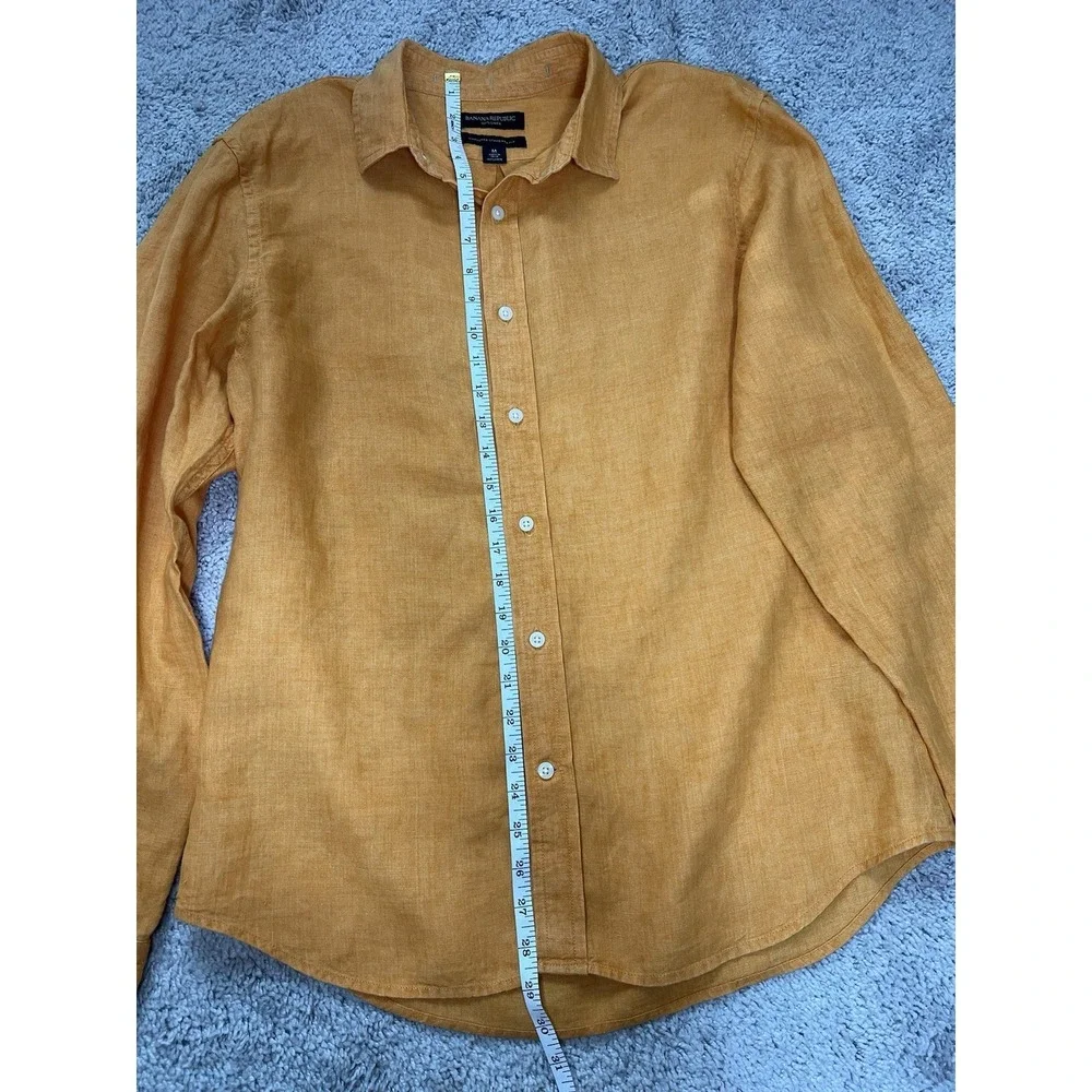 Banana Republic Mens Untucked Standard Fit 100% Linen Long Sleeve Shirt Medium - Picture 5 of 6